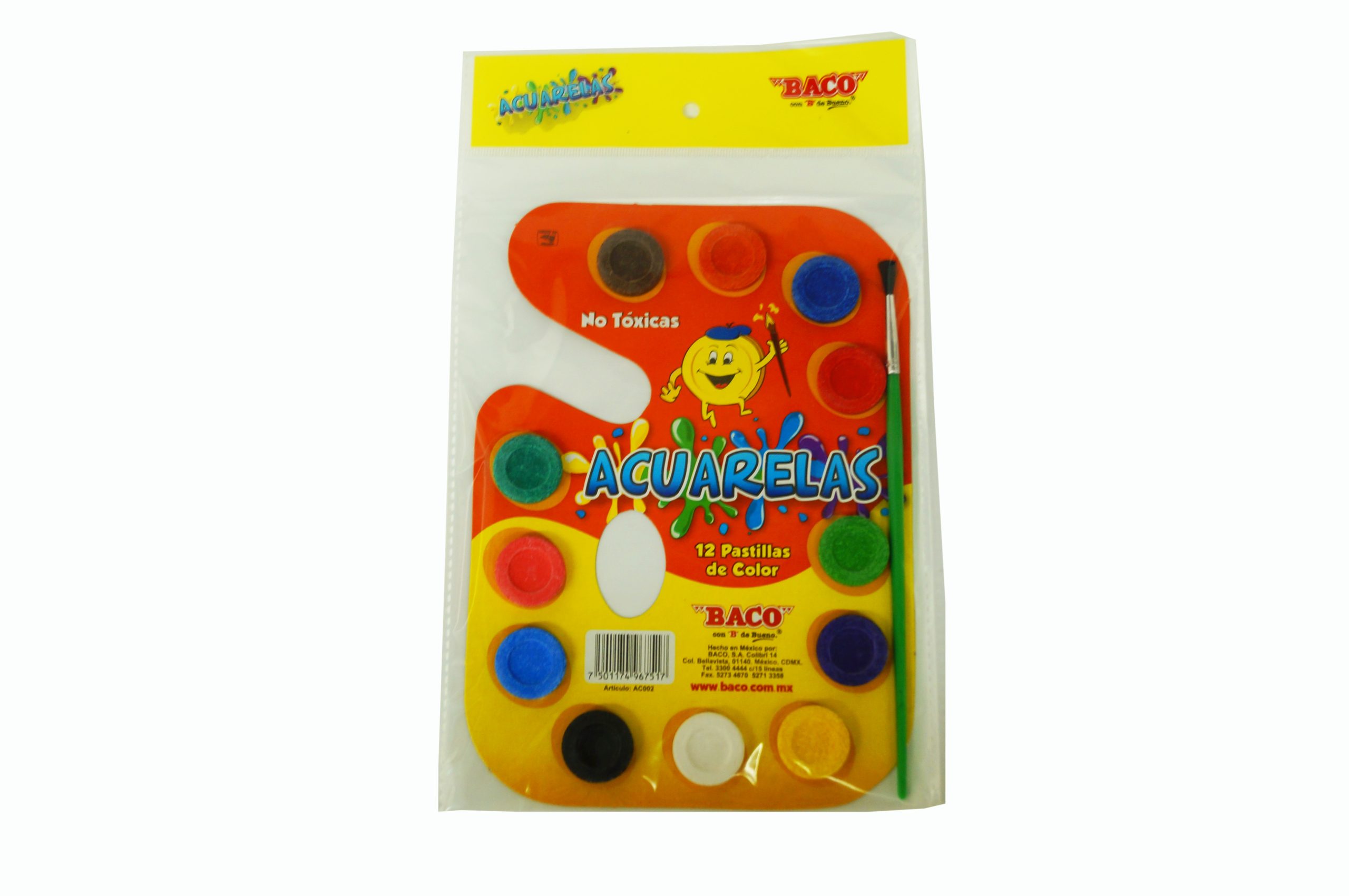 Acuarelas no tóxicas 12 pastillas de color con pincel