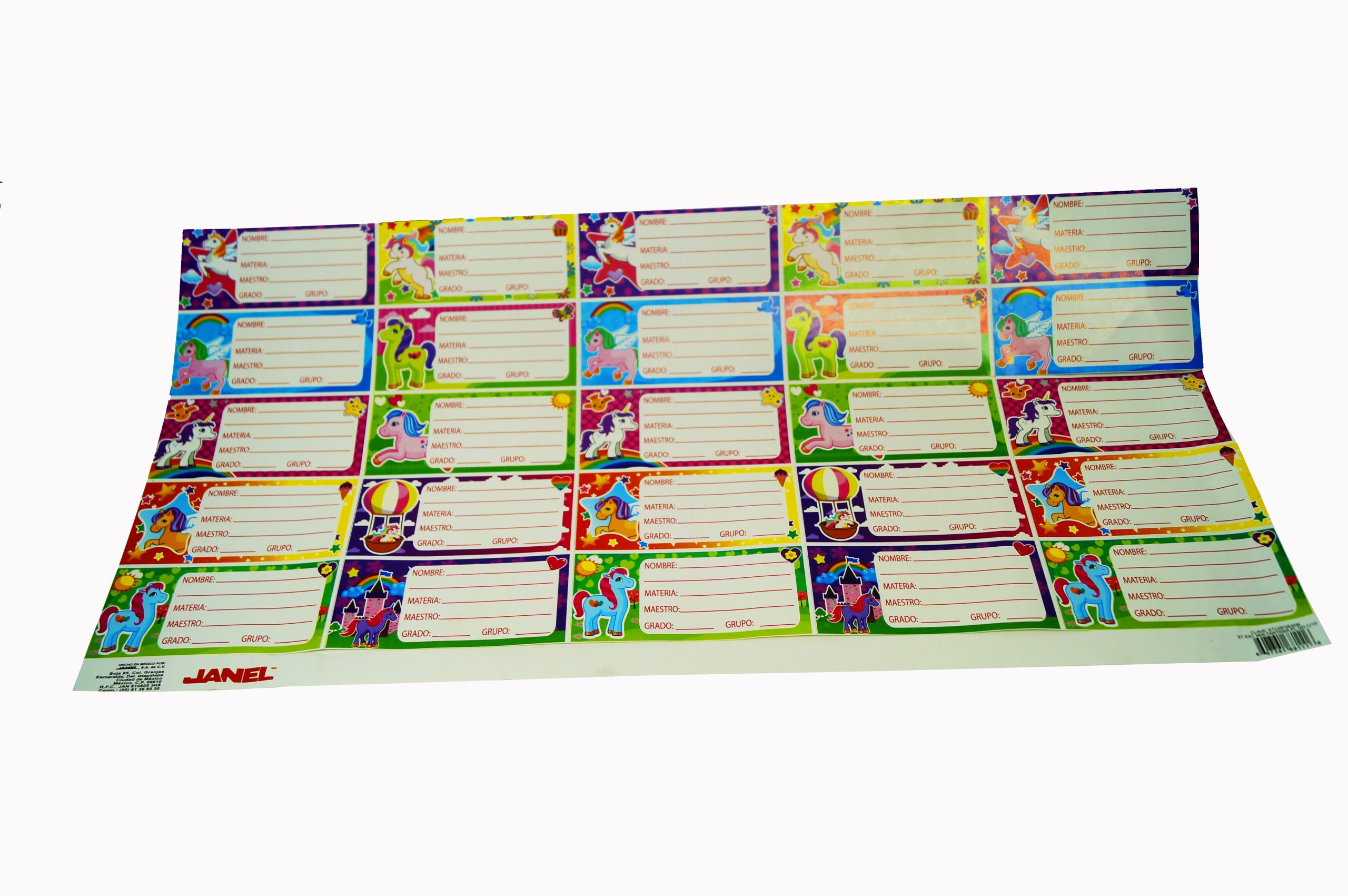 Etiqueta escolar para materias v/diseños c/ 25 piezas