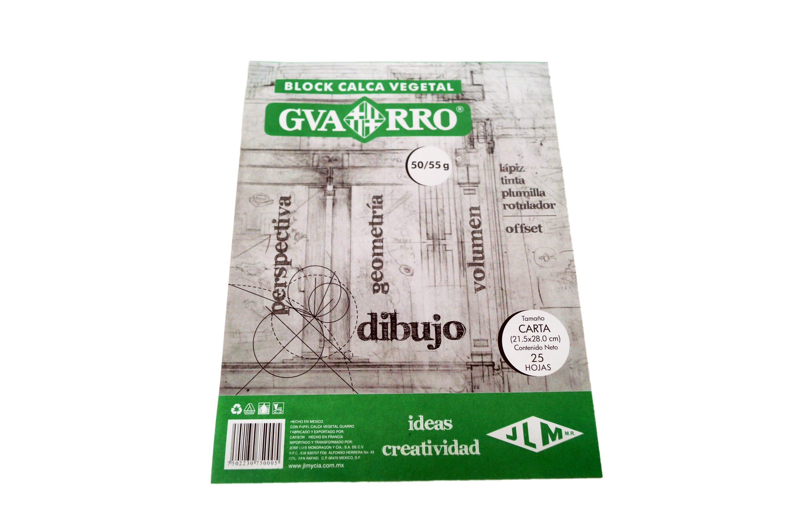 Block calca vegetal tamaño carta  50-55 gr c/ 25 hojas