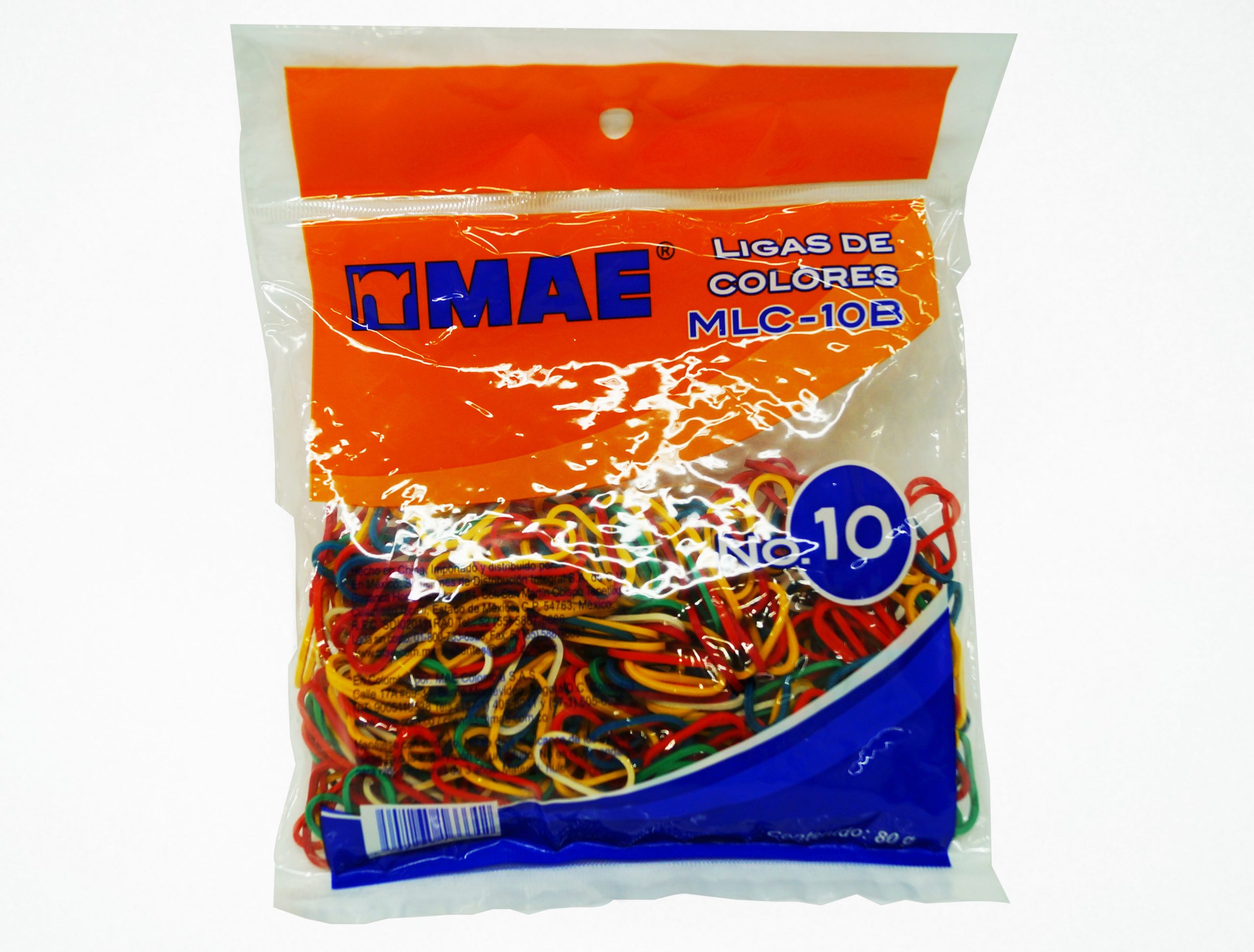 Ligas de colores no. 10 bolsa c/ 80grs