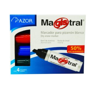 Marcador Magistral para pizarrón de aluminio c/ 4 piezas colores surtidos