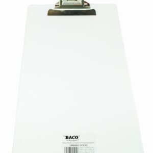 Tabla agarrapapel de plástico tamaño oficio transparente