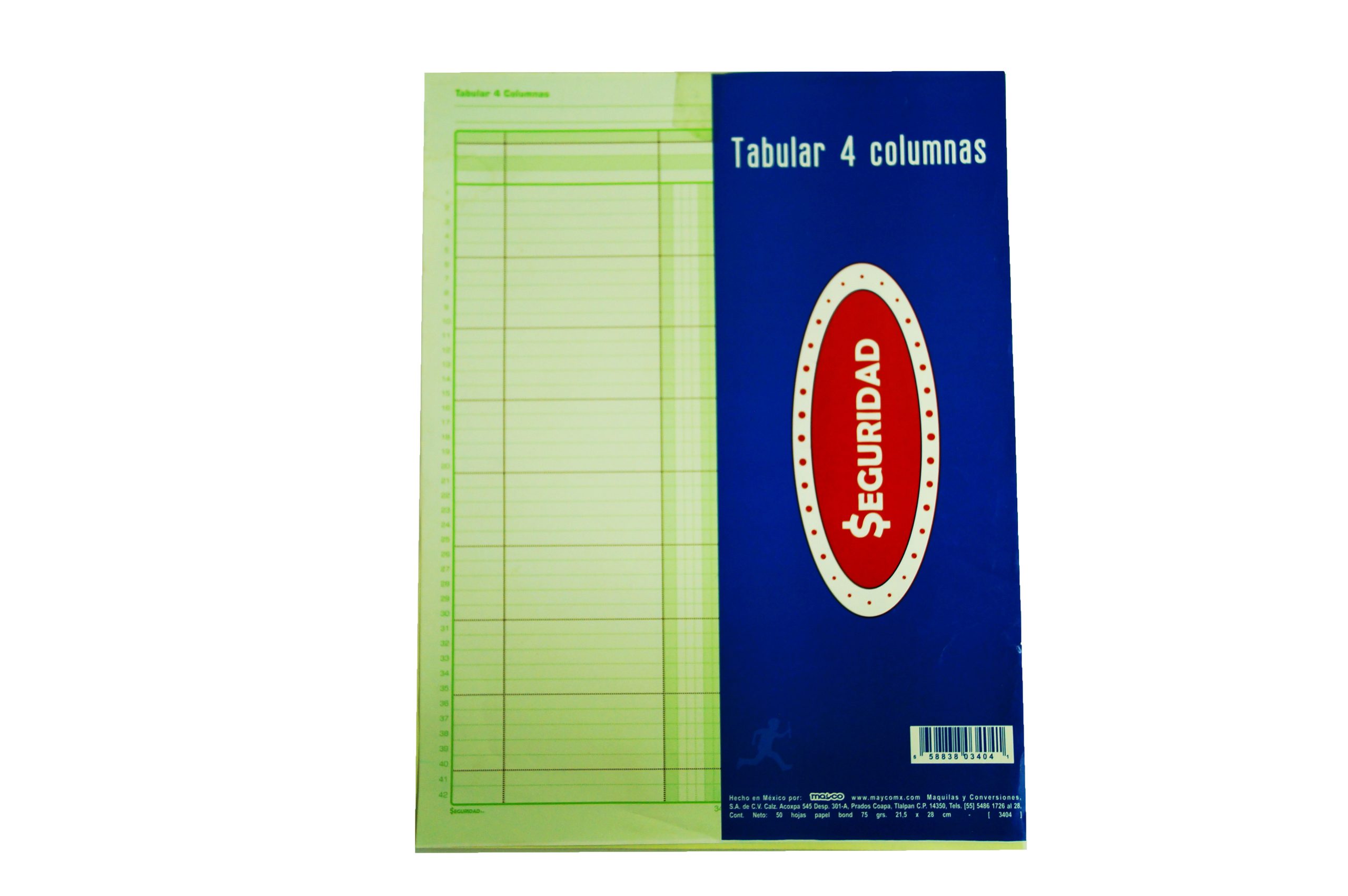 Block tabular Seguridad 4 columnas c/ 50 hojas 3404